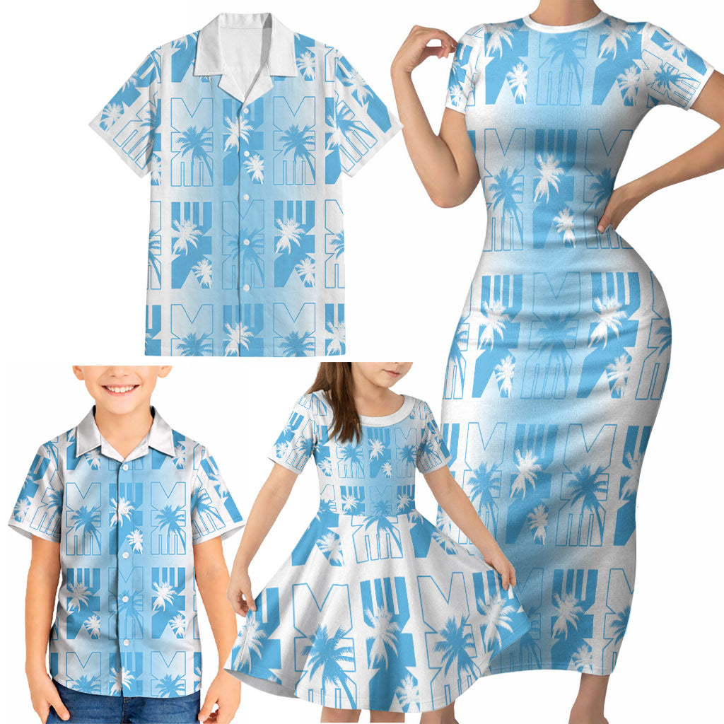 Bula Fiji Family Matching Short Sleeve Bodycon Dress and Hawaiian Shirt White Makare Masi Tapa Pattern LT05 - Polynesian Pride