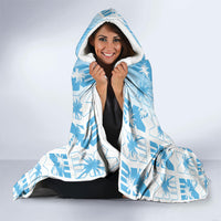 Bula Fiji Hooded Blanket White Makare Masi Tapa Pattern LT05 - Polynesian Pride