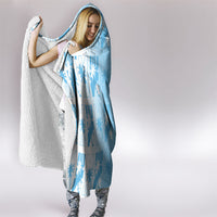 Bula Fiji Hooded Blanket White Makare Masi Tapa Pattern LT05 - Polynesian Pride
