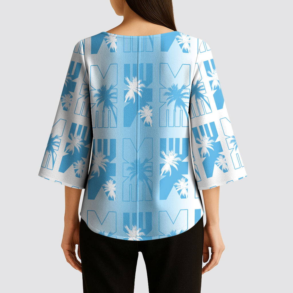 Bula Fiji Kimono Sleeve Blouse White Makare Masi Tapa Pattern LT05 - Polynesian Pride
