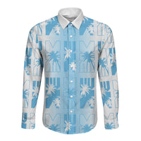 Bula Fiji Long Sleeve Button Shirt White Makare Masi Tapa Pattern LT05 Unisex White - Polynesian Pride
