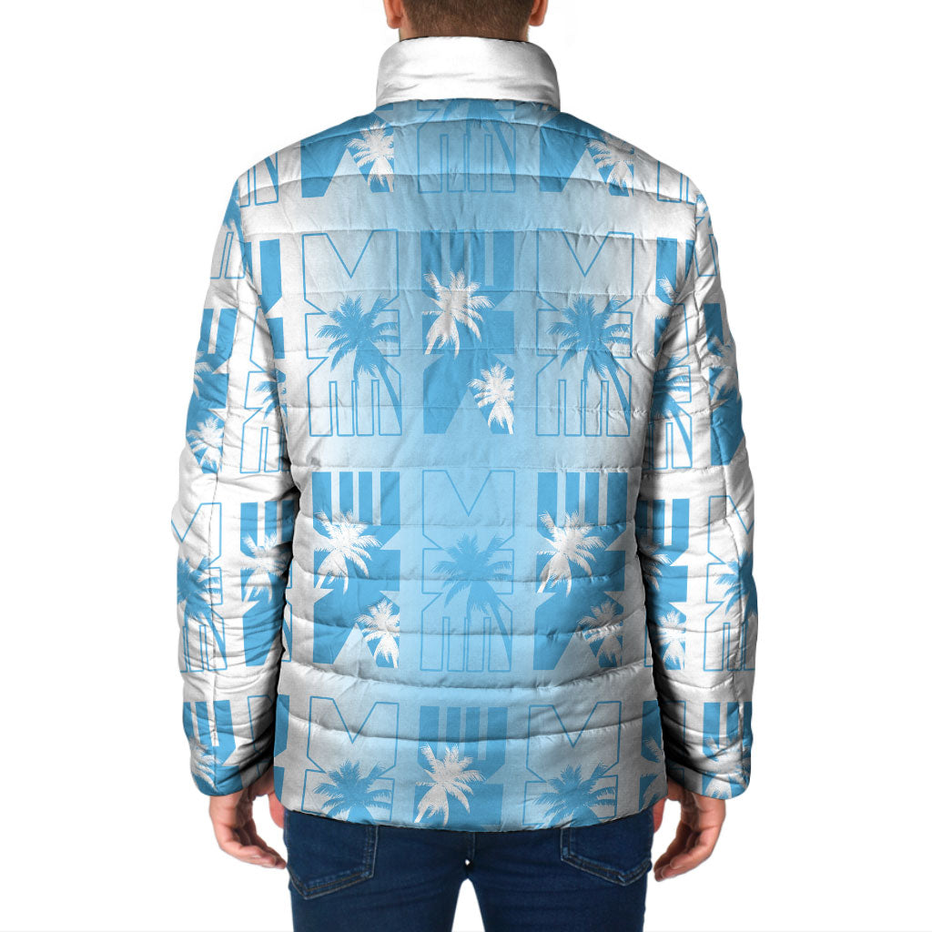 Bula Fiji Padded Jacket White Makare Masi Tapa Pattern LT05 - Polynesian Pride