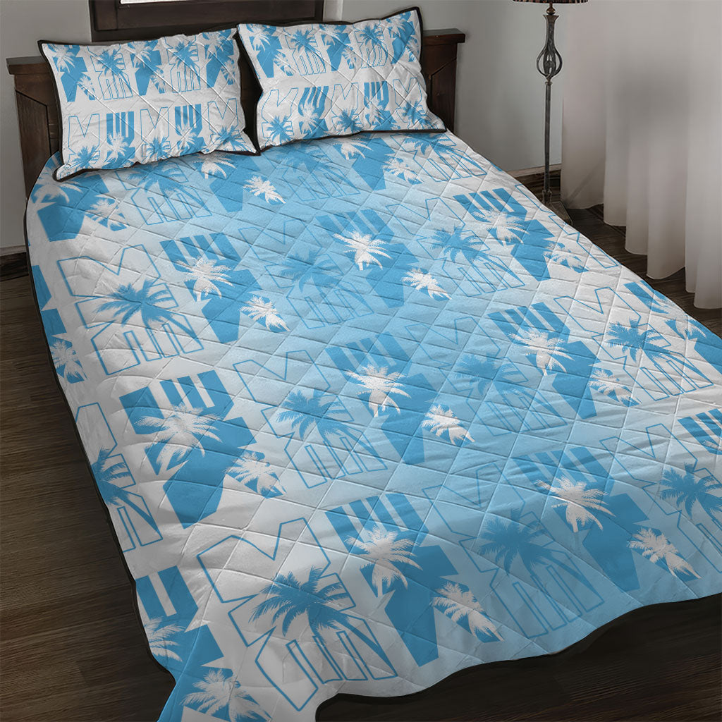Bula Fiji Quilt Bed Set White Makare Masi Tapa Pattern LT05 White - Polynesian Pride
