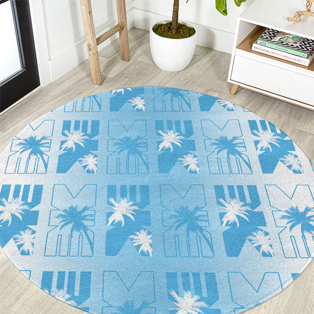 Bula Fiji Round Carpet White Makare Masi Tapa Pattern LT05 White - Polynesian Pride