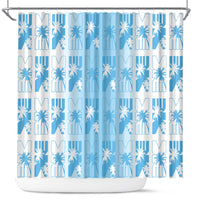 Bula Fiji Shower Curtain White Makare Masi Tapa Pattern LT05 White - Polynesian Pride