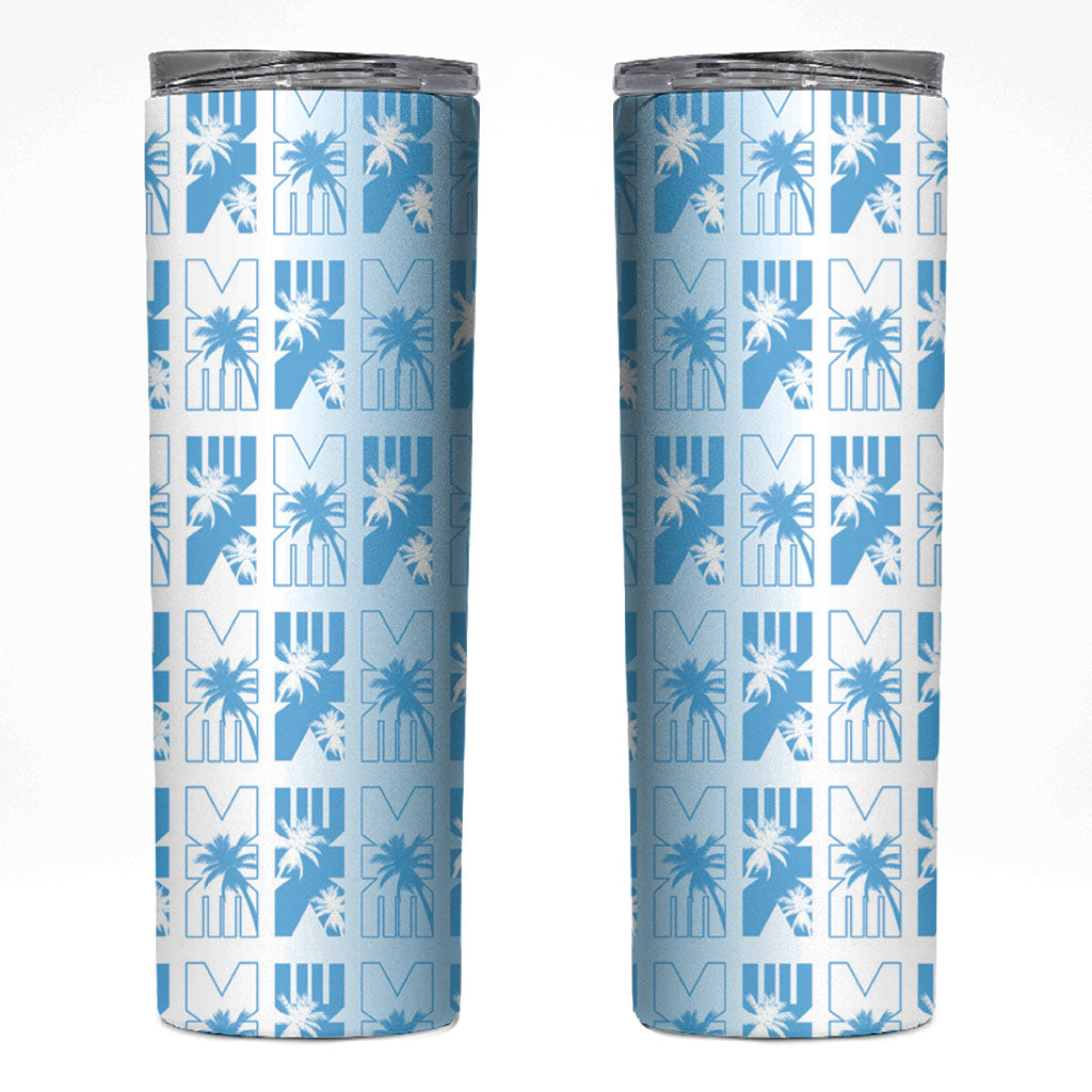 Bula Fiji Skinny Tumbler White Makare Masi Tapa Pattern LT05 White - Polynesian Pride