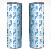 Bula Fiji Skinny Tumbler White Makare Masi Tapa Pattern LT05 White - Polynesian Pride