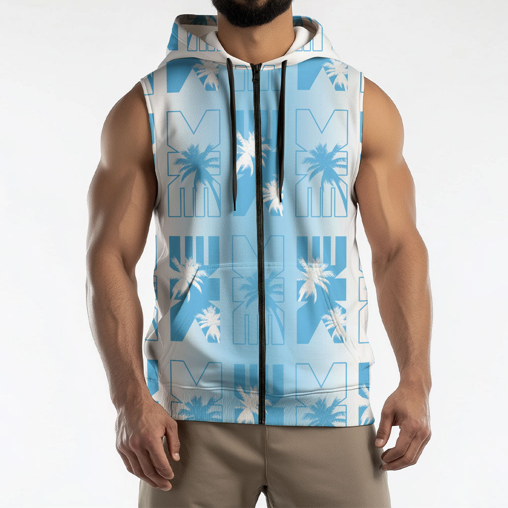 Bula Fiji Sleeveless Zip Hoodie White Makare Masi Tapa Pattern LT05 - Polynesian Pride