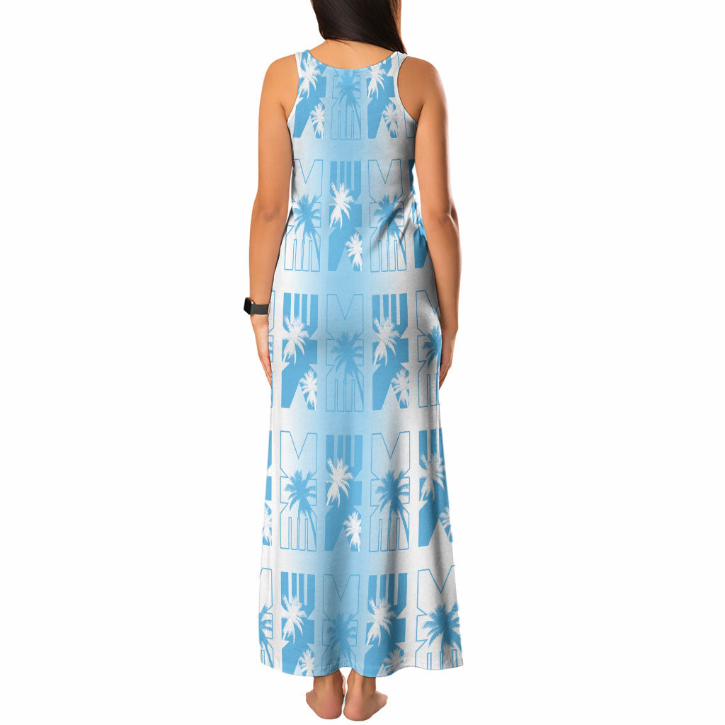 Bula Fiji Tank Maxi Dress White Makare Masi Tapa Pattern LT05 - Polynesian Pride
