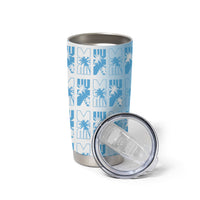 Bula Fiji Tumbler Cup White Makare Masi Tapa Pattern LT05 - Polynesian Pride