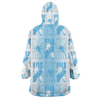Bula Fiji Wearable Blanket Hoodie White Makare Masi Tapa Pattern LT05 - Polynesian Pride
