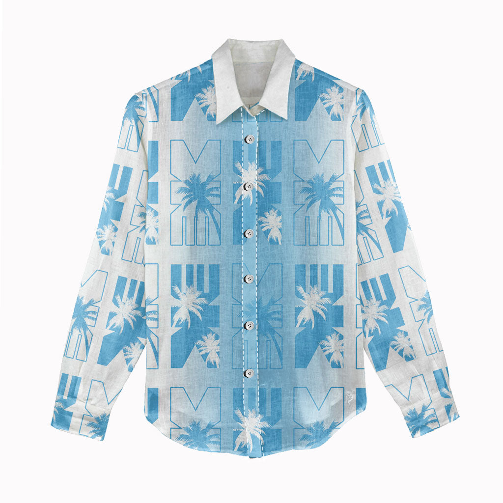 Bula Fiji Women Casual Shirt White Makare Masi Tapa Pattern LT05 - Polynesian Pride