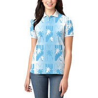 Bula Fiji Women Polo Shirt White Makare Masi Tapa Pattern LT05 - Polynesian Pride
