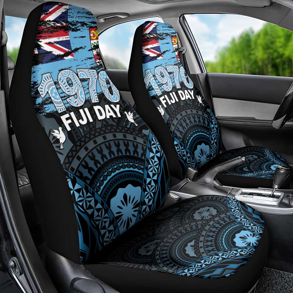 Happy Fiji Day 1970 Car Seat Cover Flag Grunge Style