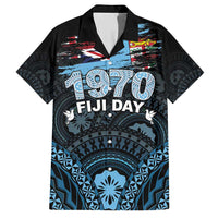 Personalised Happy Fiji Day 1970 Family Matching Short Sleeve Bodycon Dress and Hawaiian Shirt Flag Grunge Style