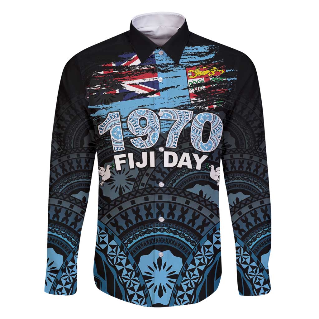 Personalised Happy Fiji Day 1970 Family Matching Tank Maxi Dress and Hawaiian Shirt Flag Grunge Style