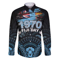 Personalised Happy Fiji Day 1970 Family Matching Tank Maxi Dress and Hawaiian Shirt Flag Grunge Style