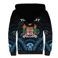 Personalised Happy Fiji Day 1970 Sherpa Hoodie Flag Grunge Style