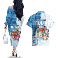 Fiji Day Couples Matching Off The Shoulder Long Sleeve Dress and Hawaiian Shirt Proud To Be Fijian