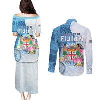 Fiji Day Couples Matching Puletasi and Long Sleeve Button Shirt Proud To Be Fijian LT05 - Polynesian Pride