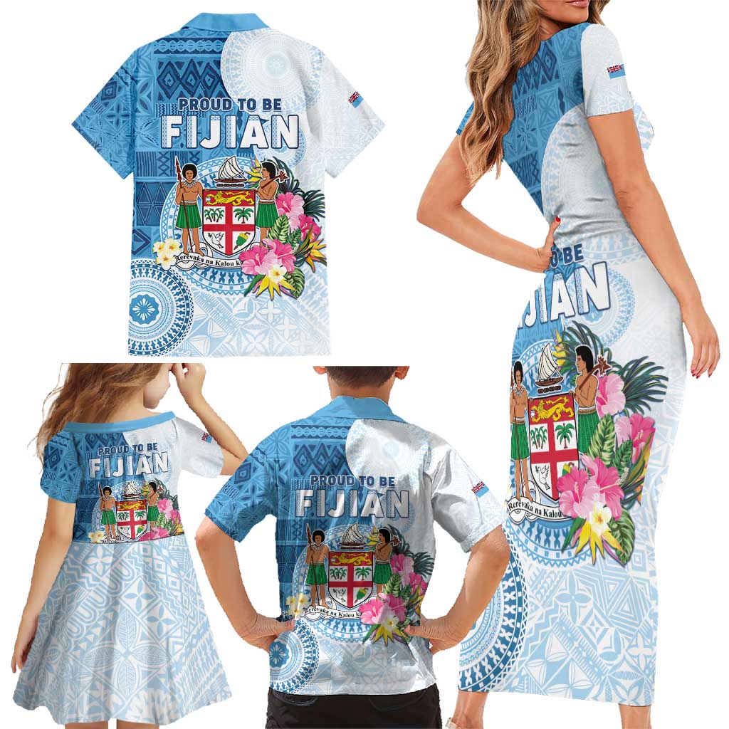 Fiji Day Family Matching Short Sleeve Bodycon Dress and Hawaiian Shirt Proud To Be Fijian