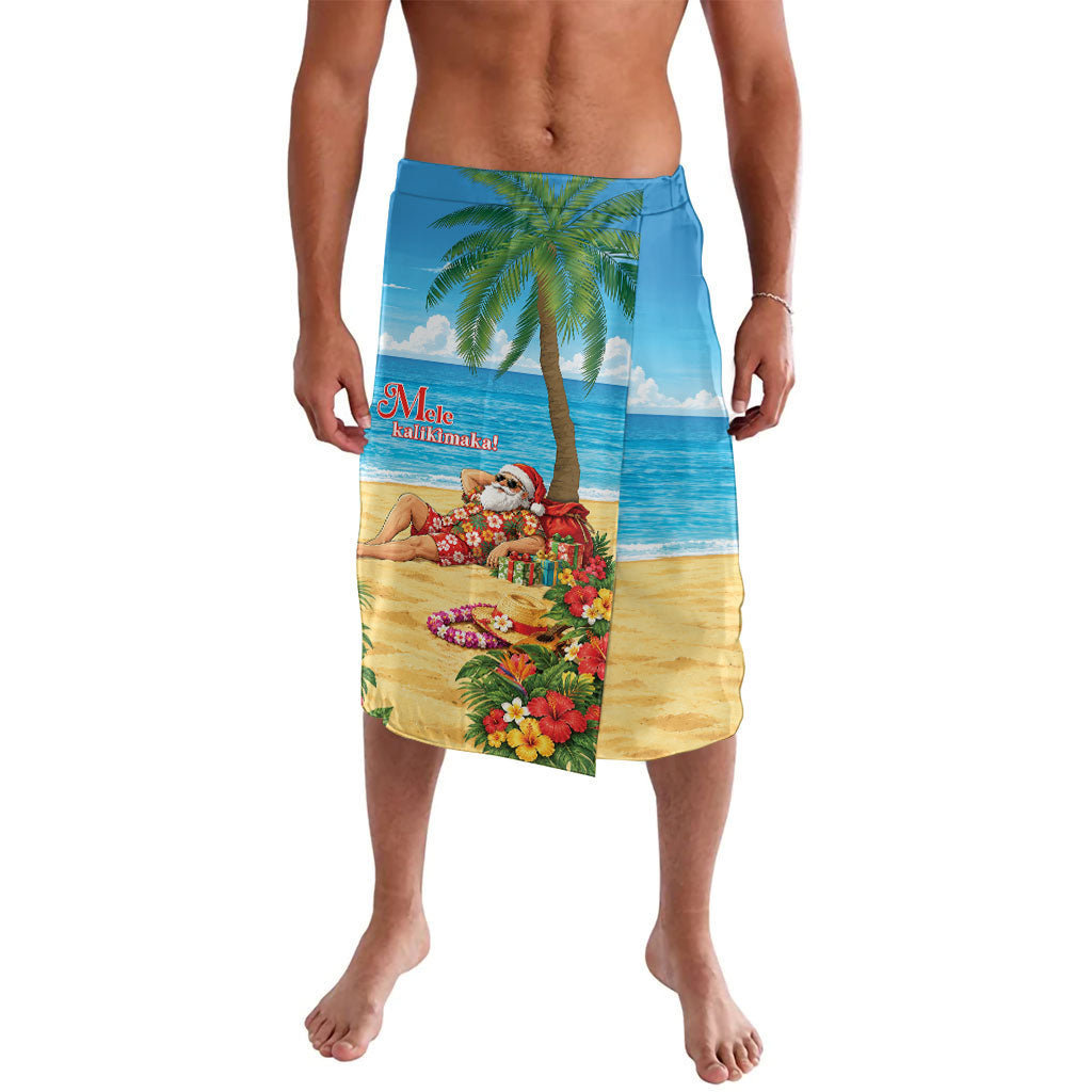 Hawaii Jolly Christmas Lavalava Xmas Is Better At The Beach LT05 Blue - Polynesian Pride