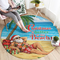 Hawaii Jolly Christmas Round Carpet Xmas Is Better At The Beach LT05 - Polynesian Pride