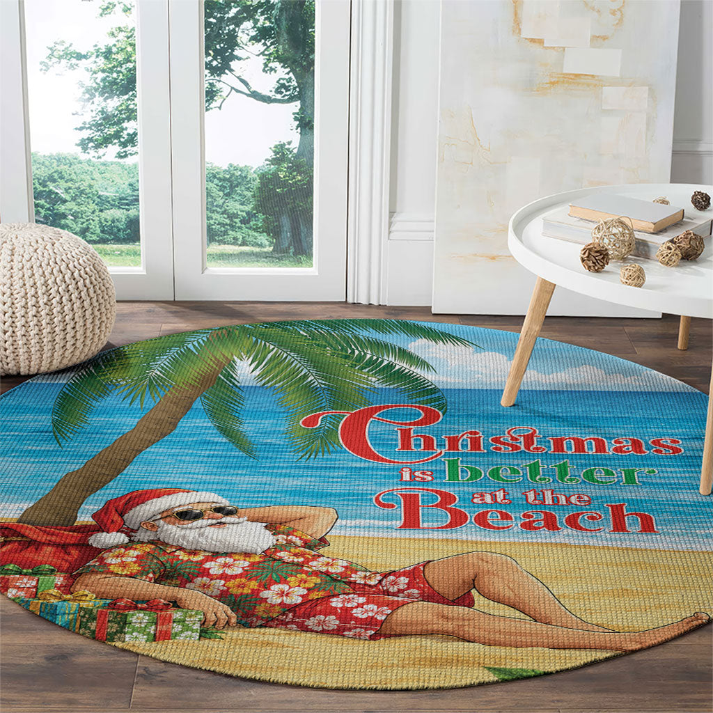 Hawaii Jolly Christmas Round Carpet Xmas Is Better At The Beach LT05 - Polynesian Pride