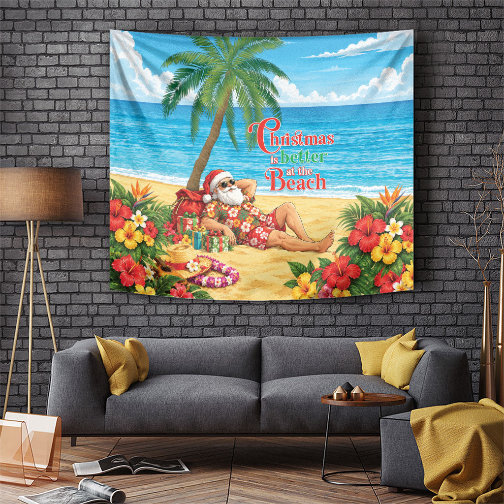 Hawaii Jolly Christmas Tapestry Xmas Is Better At The Beach LT05 Blue - Polynesian Pride