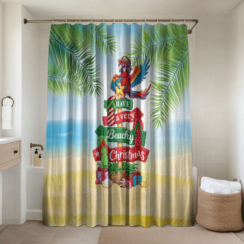 Hawaii Christmas Bathroom Set Have A Very Beachy Christmas LT05 Shower Curtain Only Multicolor - Polynesian Pride
