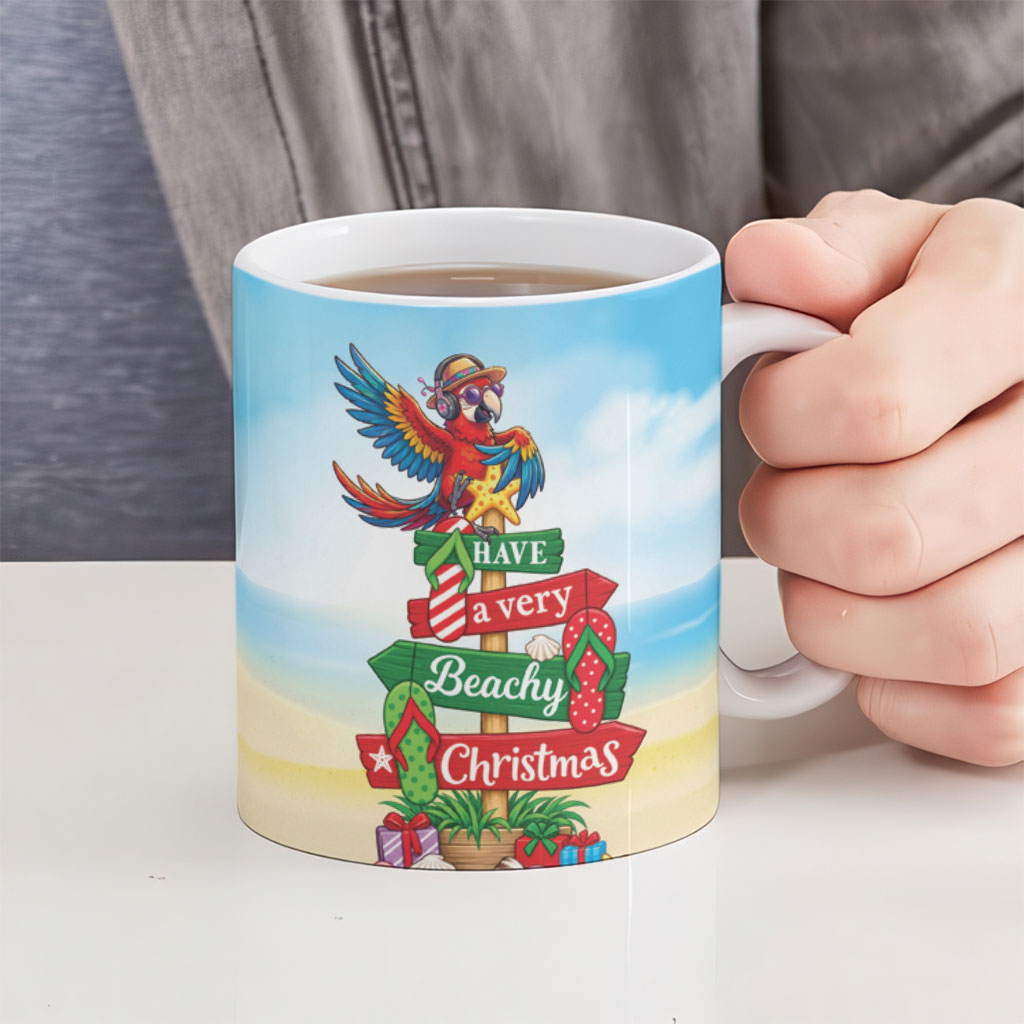 Hawaii Christmas Ceramic Mug Have A Very Beachy Christmas LT05 - Polynesian Pride