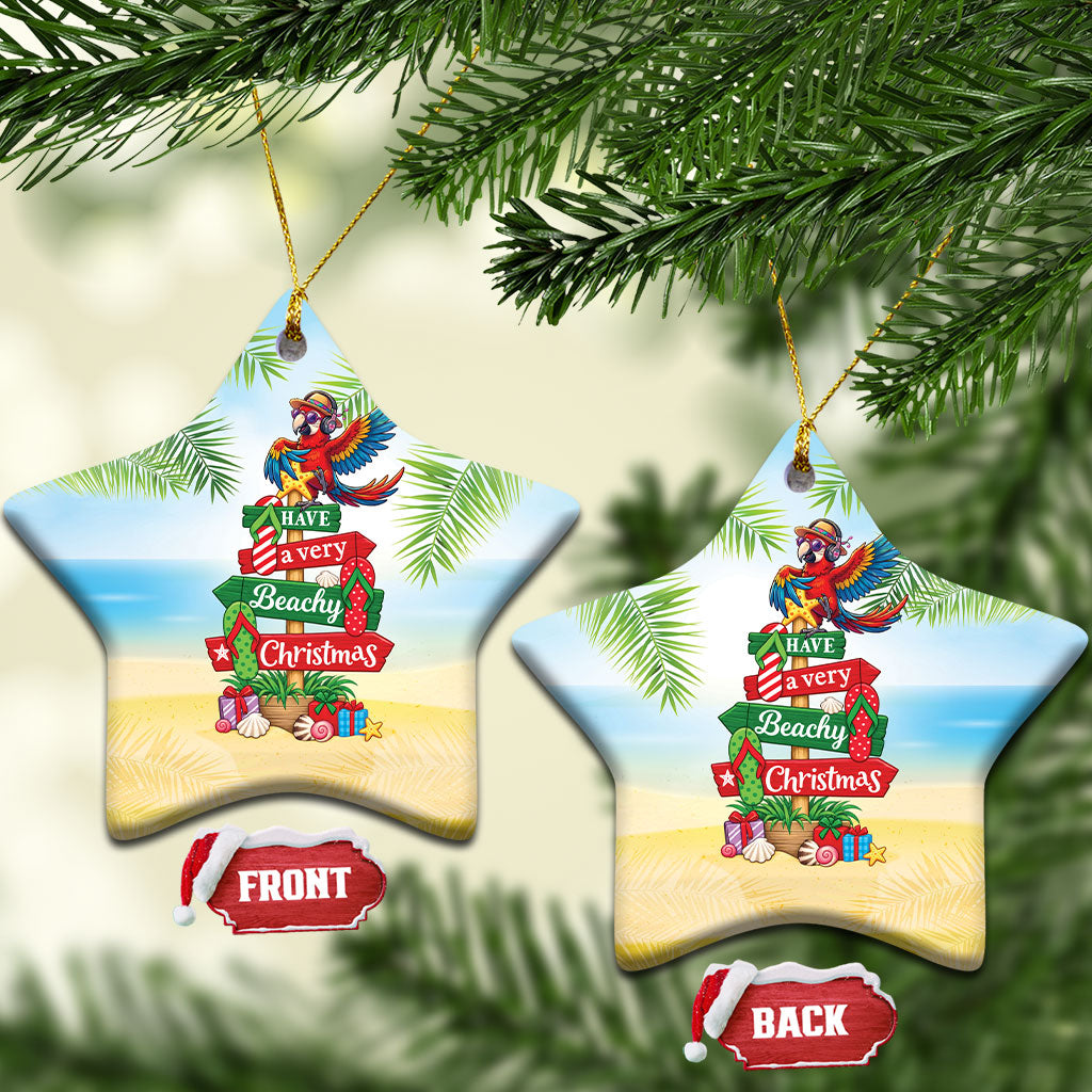 Hawaii Christmas Ceramic Ornament Have A Very Beachy Christmas LT05 Star Multicolor - Polynesian Pride