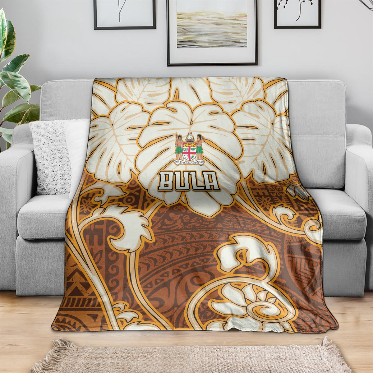 Personalized Fiji Spring Break Blanket Fijian Tapa Pattern Brown LT05 - Polynesian Pride