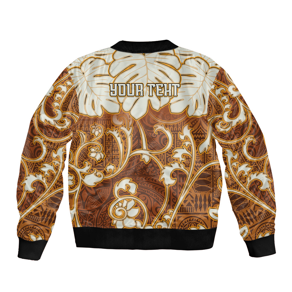 Personalized Fiji Spring Break Bomber Jacket Fijian Tapa Pattern Brown LT05 - Polynesian Pride