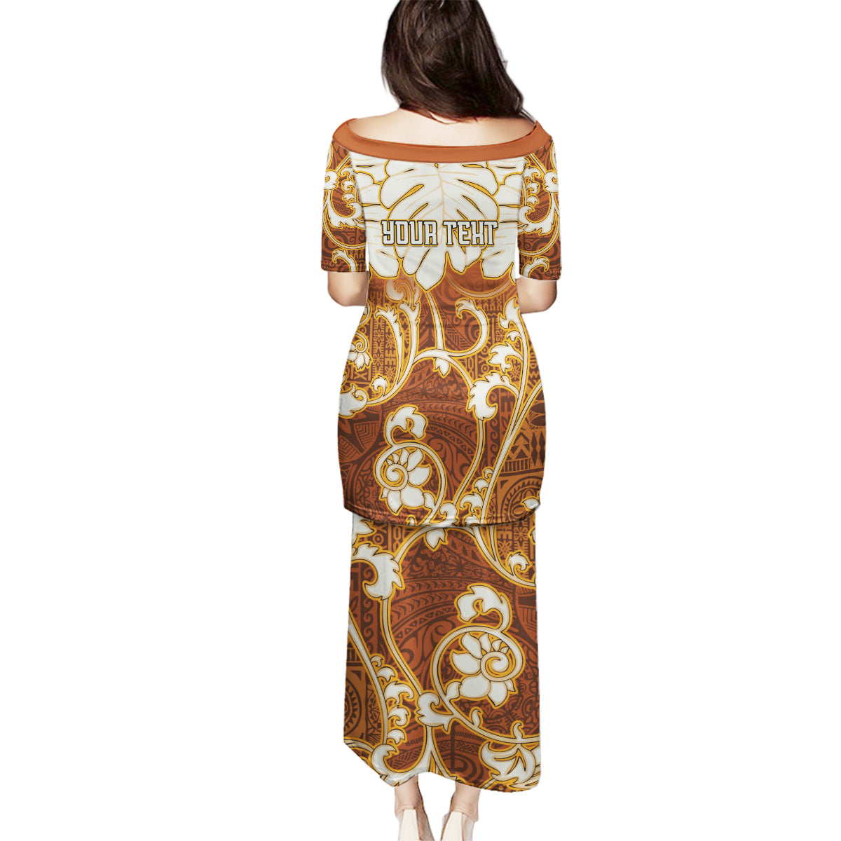 Personalized Fiji Spring Break Family Matching Puletasi Dress and Hawaiian Shirt Fijian Tapa Pattern Brown LT05 - Polynesian Pride