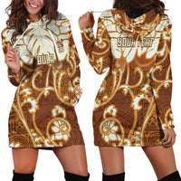 Personalized Fiji Spring Break Hoodie Dress Fijian Tapa Pattern Brown LT05 - Polynesian Pride