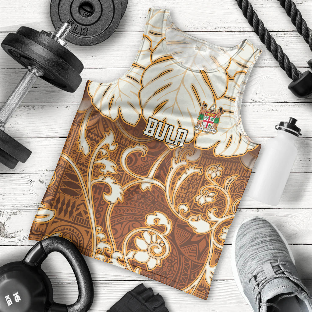 Personalized Fiji Spring Break Men Tank Top Fijian Tapa Pattern Brown LT05 Brown - Polynesian Pride