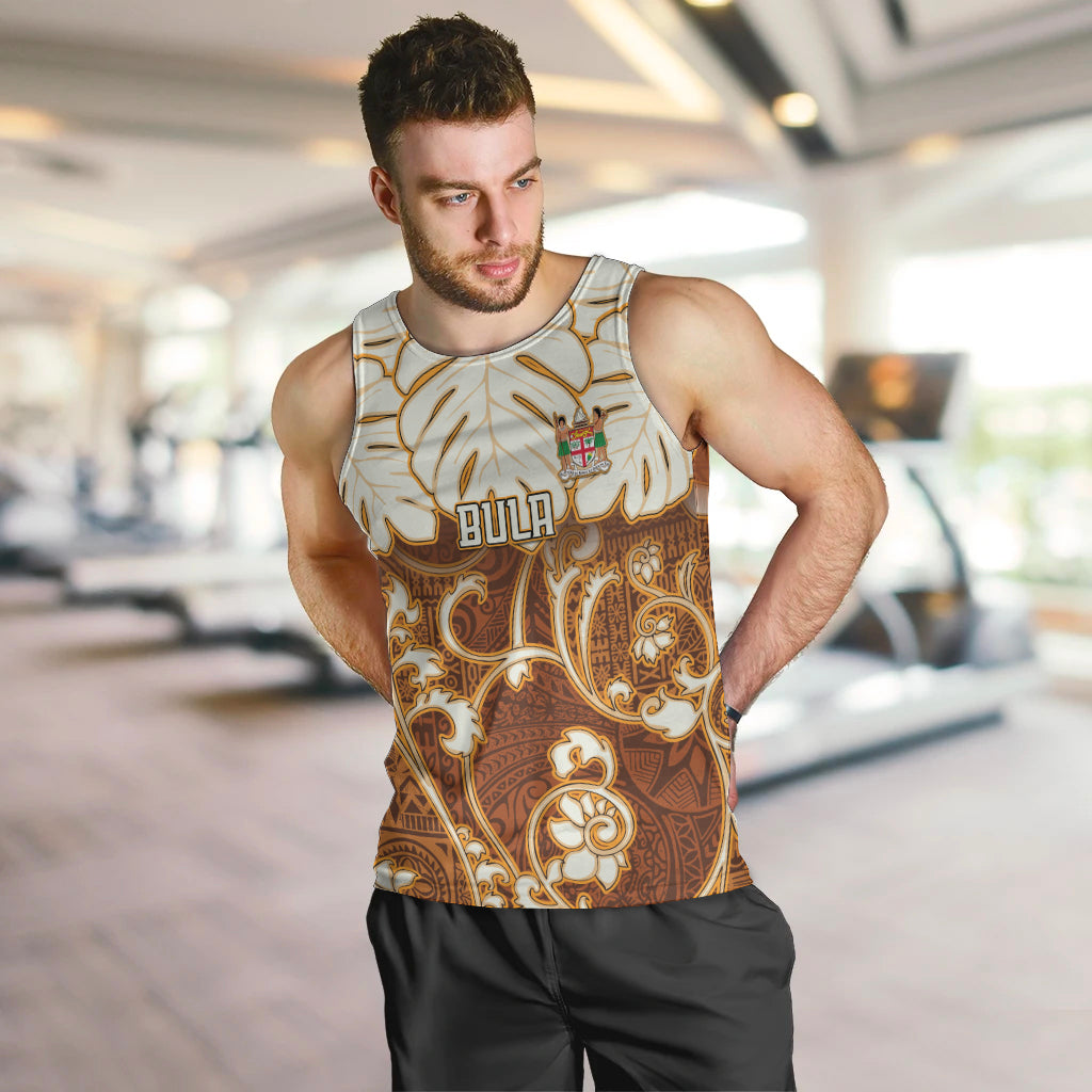 Personalized Fiji Spring Break Men Tank Top Fijian Tapa Pattern Brown LT05 - Polynesian Pride