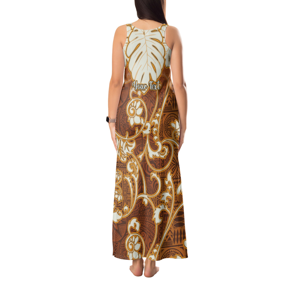 Personalized Fiji Spring Break Tank Maxi Dress Fijian Tapa Pattern Brown LT05 - Polynesian Pride