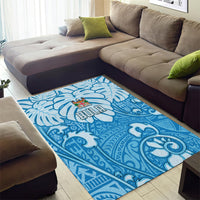 Fiji Spring Break Area Rug Fijian Tapa Pattern Blue LT05 - Polynesian Pride