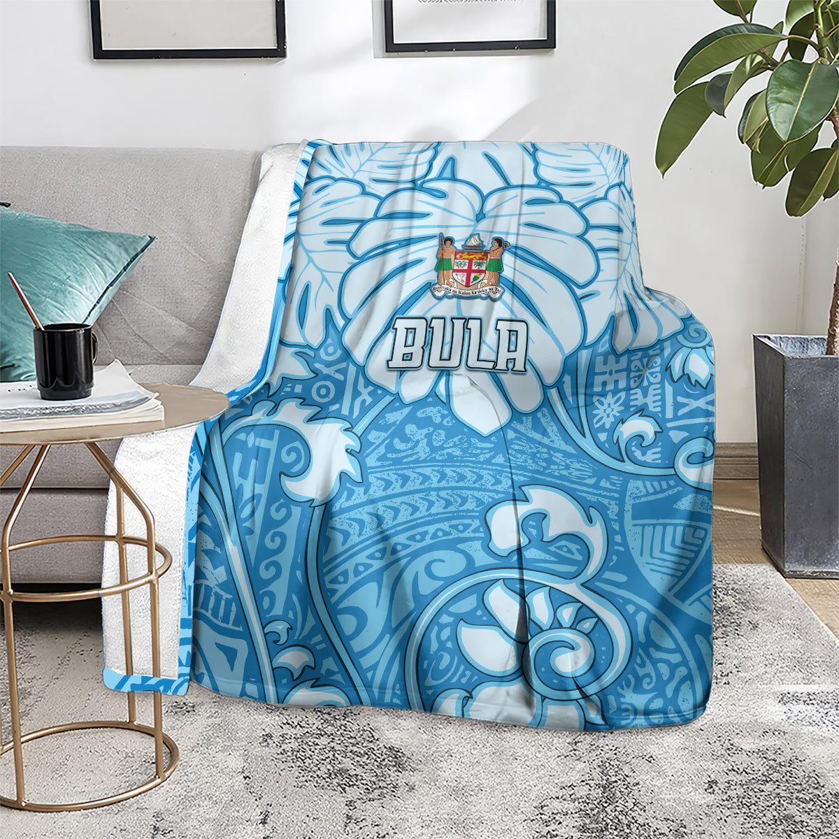 Fiji Spring Break Blanket Fijian Tapa Pattern Blue LT05 - Polynesian Pride