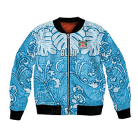 Personalized Fiji Spring Break Bomber Jacket Fijian Tapa Pattern Blue LT05 Unisex Blue - Polynesian Pride