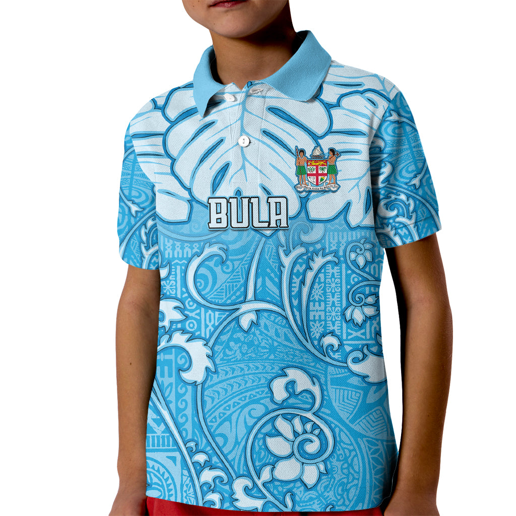 Personalized Fiji Spring Break Kid Polo Shirt Fijian Tapa Pattern Blue LT05 Kid Blue - Polynesian Pride