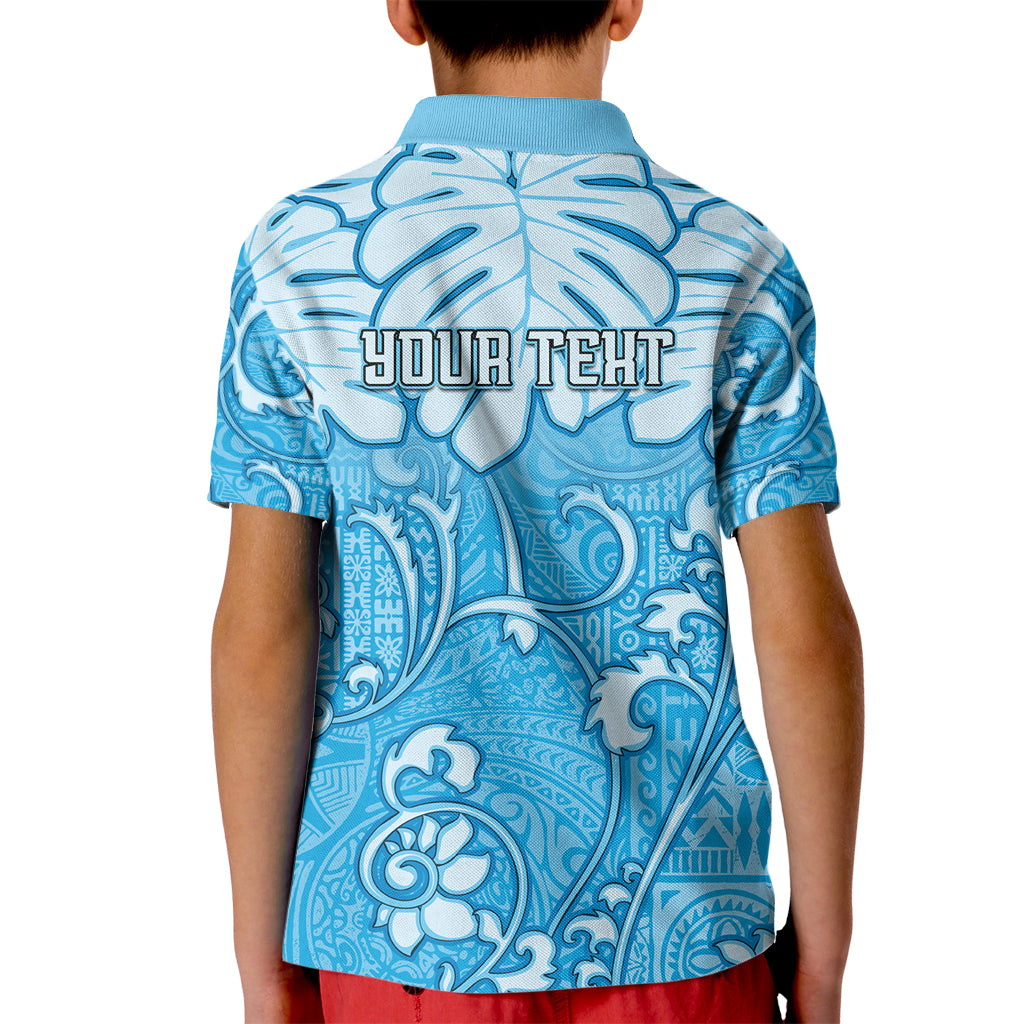 Personalized Fiji Spring Break Kid Polo Shirt Fijian Tapa Pattern Blue LT05 - Polynesian Pride