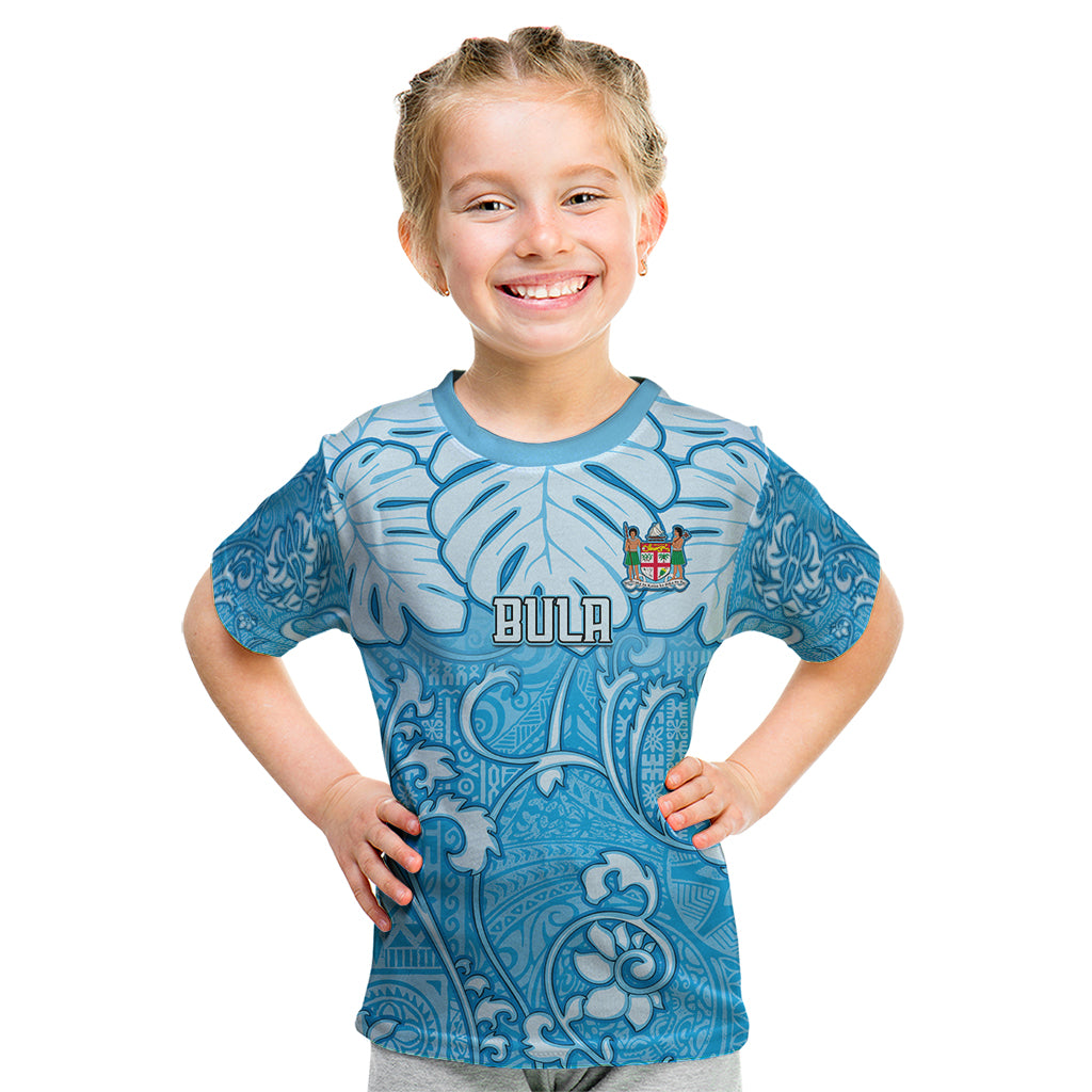 Personalized Fiji Spring Break Kid T Shirt Fijian Tapa Pattern Blue LT05 Blue - Polynesian Pride