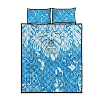 Fiji Spring Break Quilt Bed Set Fijian Tapa Pattern Blue LT05 Blue - Polynesian Pride