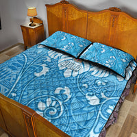 Fiji Spring Break Quilt Bed Set Fijian Tapa Pattern Blue LT05 - Polynesian Pride