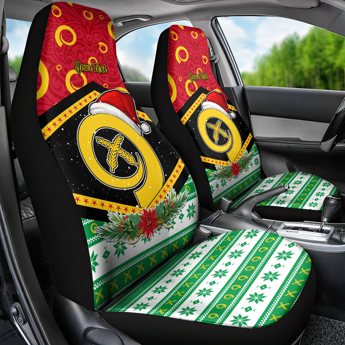 Personalized Vanuatu Christmas Car Seat Cover Santa God Yumi LT05 - Polynesian Pride