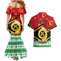 Personalized Vanuatu Christmas Couples Matching Mermaid Dress and Hawaiian Shirt Santa God Yumi LT05 - Polynesian Pride