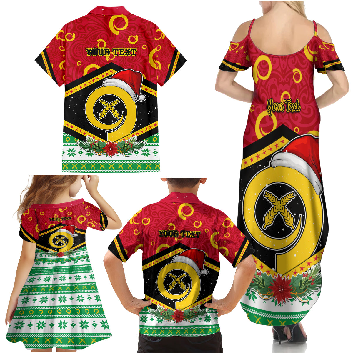 Personalized Vanuatu Christmas Family Matching Summer Maxi Dress and Hawaiian Shirt Santa God Yumi LT05 - Polynesian Pride